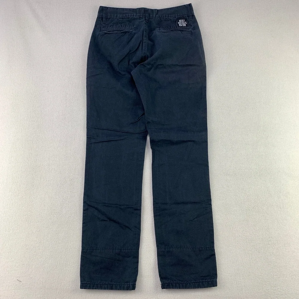 Woolf Originals NY Chinos Men 28 Navy Blue Cotton Twill Slim-Fit Trousers WON